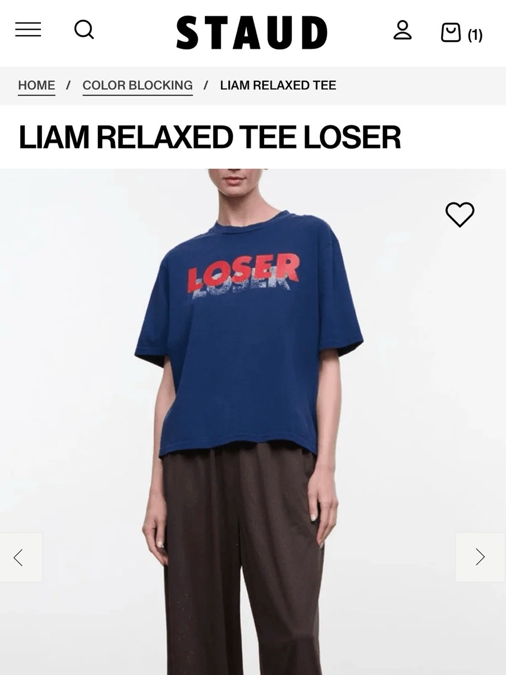 STAUD Navy Short Sleeve Tee with Red 'LOSER' Graphic